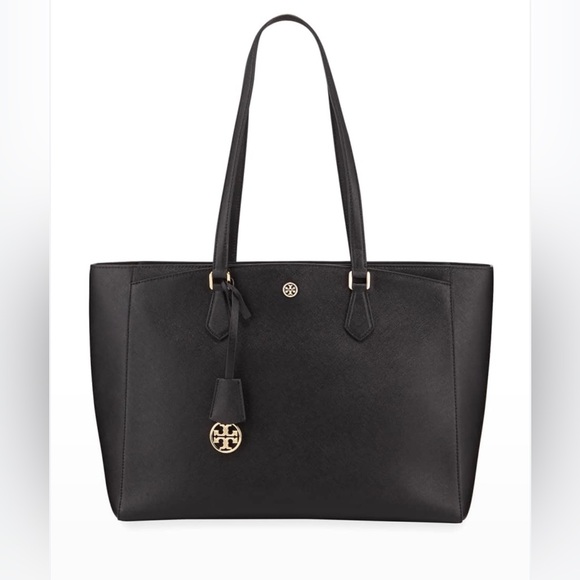 Tory Burch Robinson Large Saffiano Leather Tote Black NWT Dust Bag - Picture 3 of 17